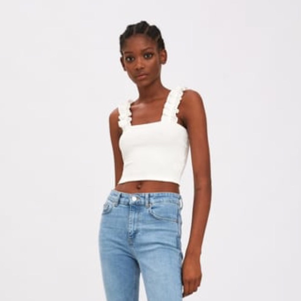 NWT Zara Cropped Ruffle Tank